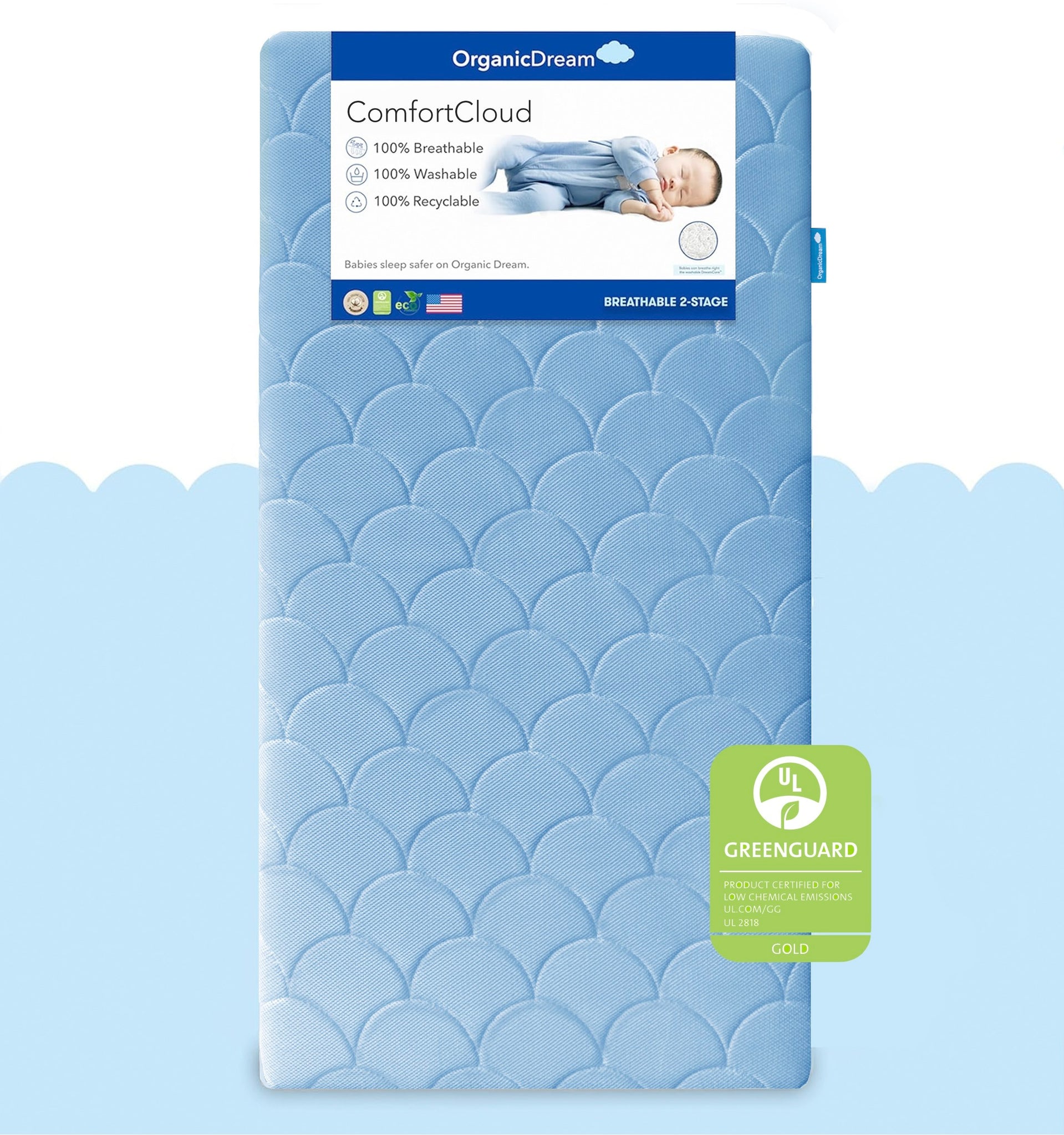ComfortCloud 2 Stage Crib Toddler Mattress Organic Dream