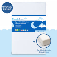 Load image into Gallery viewer, Organic Cotton Mini 2-Stage Mattress + Fitted Sheet