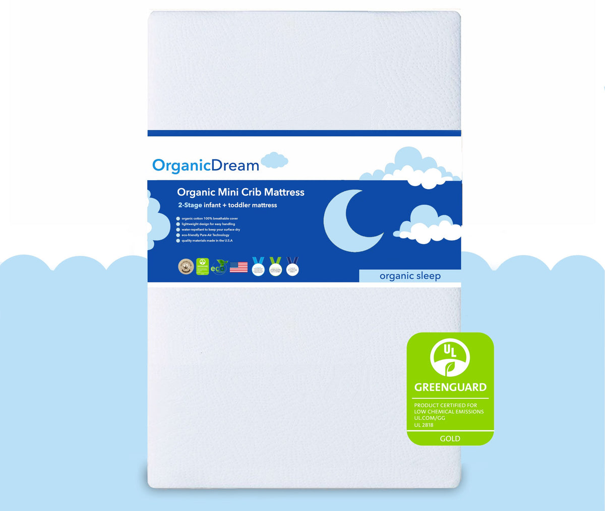 Organic Cotton Mini Crib Mattress I Organic Dream® I Highly Breathable