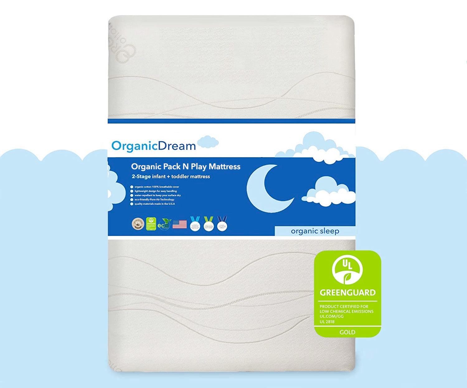 Natural Cotton Crib Mattress, Hybrid Crib & Toddler Mattress